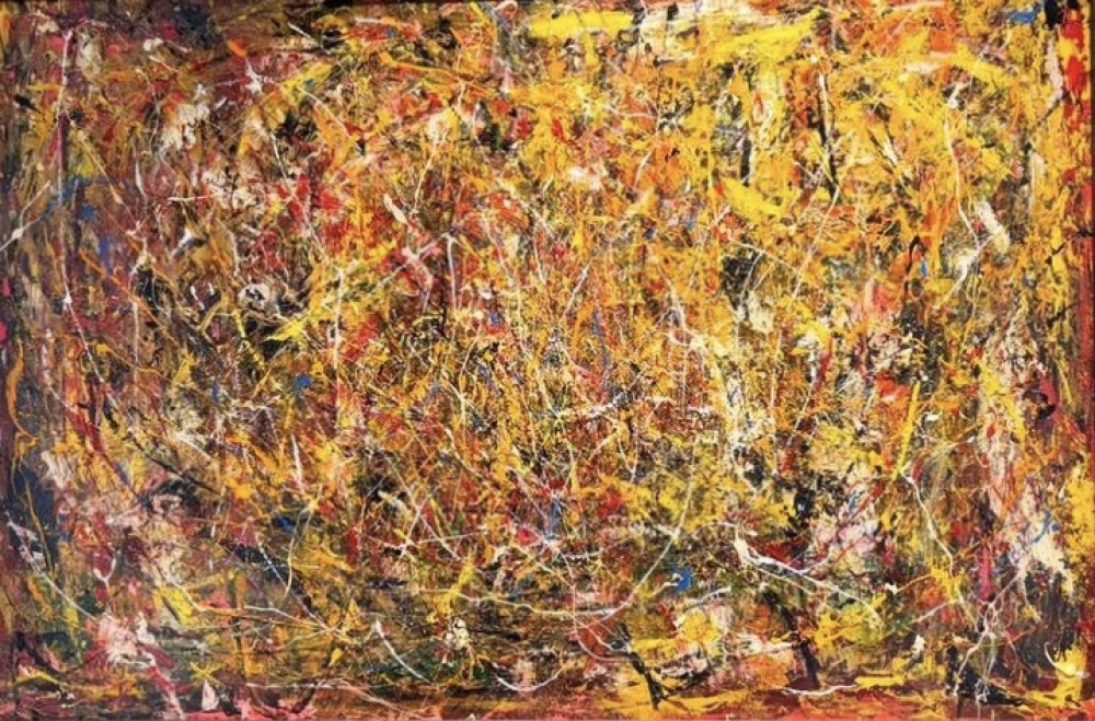 Pollock Pastiche – Yellow Ochre – Crown Square Gallery
